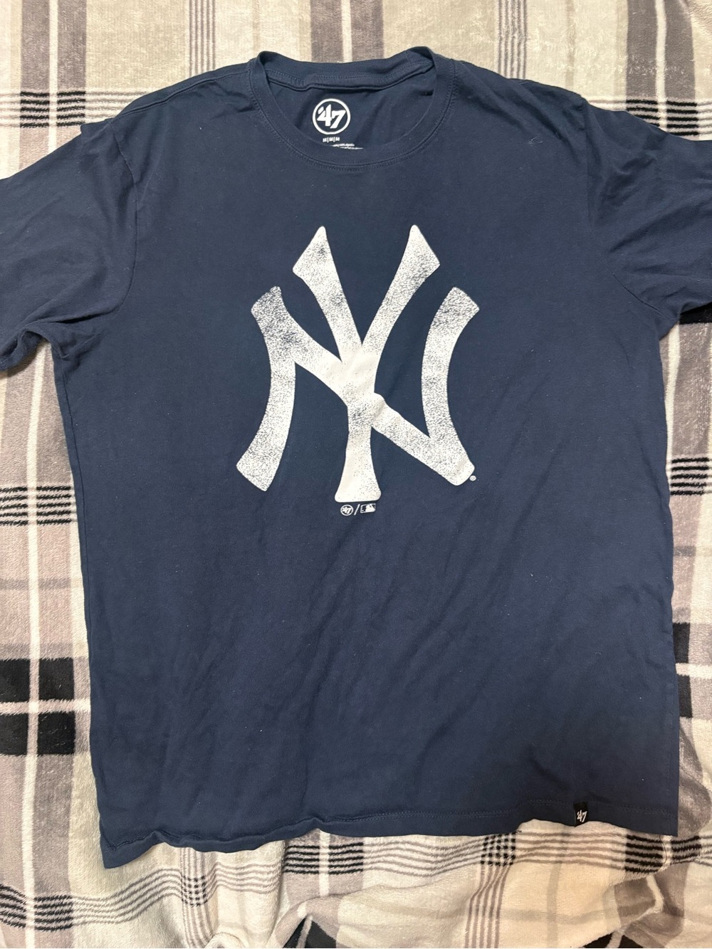 47 Navy Crew Neck Tee with White Logo Print